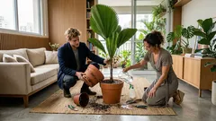 Palmeira-leque dentro de casa: o trio de luz, umidade e vaso que evita pontas marrons