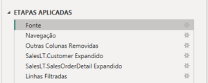 Imagem que mostra as Etapas aplicadas na transformação do Power Query.